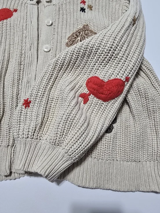 The Great. Collegiate Cardigan Knit Crew Neck Long Sleeve Size L - Picture 7 of 9